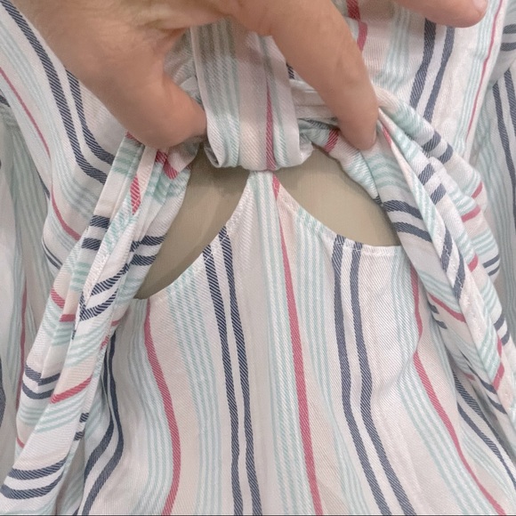 Drew Striped Statement Top Low Back Statement Sleeves Deep Scoopneck XS - Picture 6 of 12